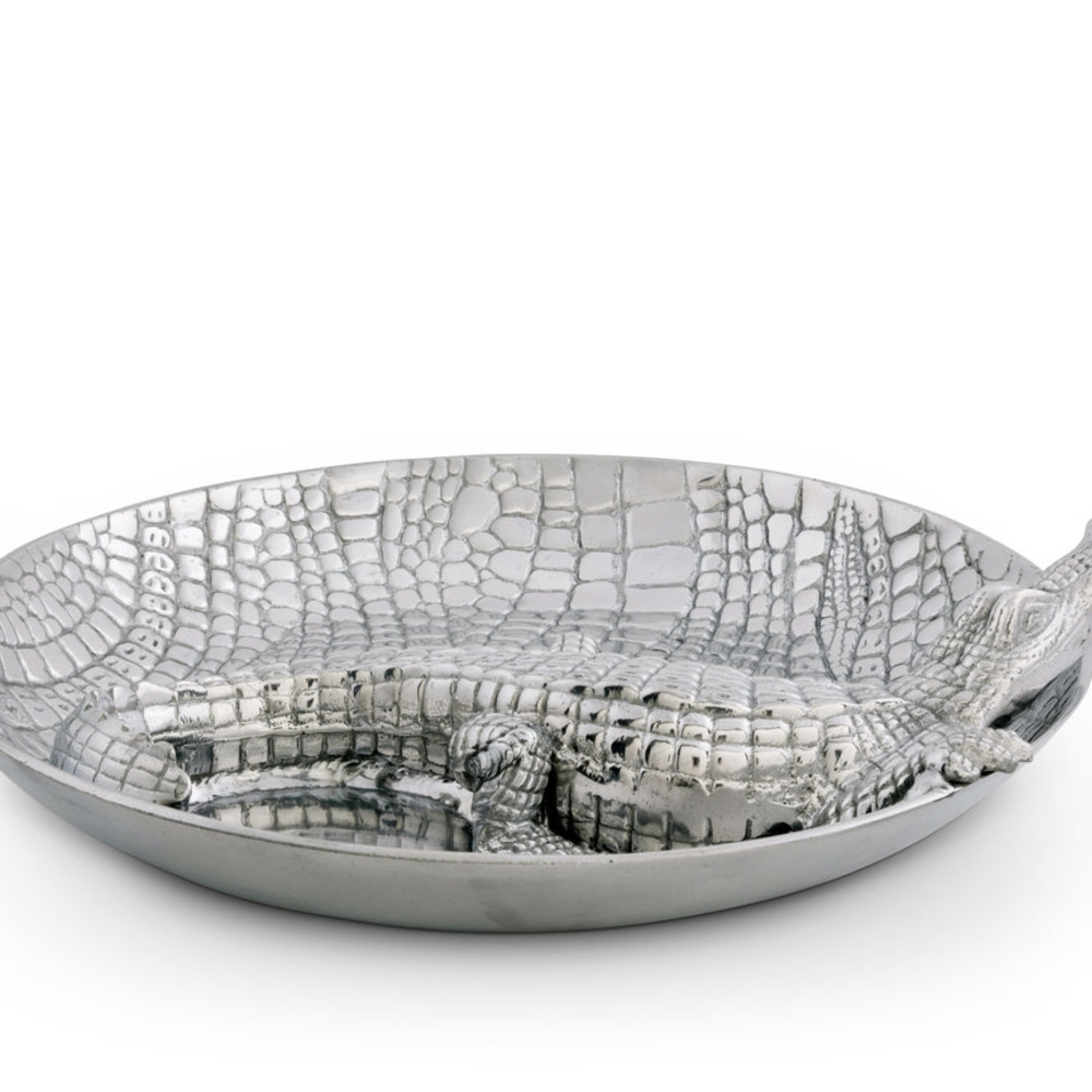 Silver Crocodile Embossed Decorative Tray